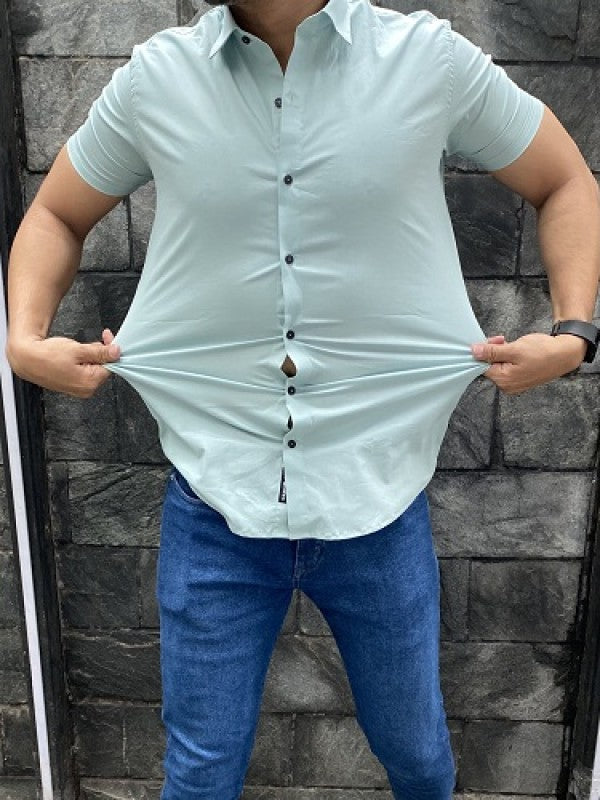 Plain Cotton Lycra Aqua Shirt