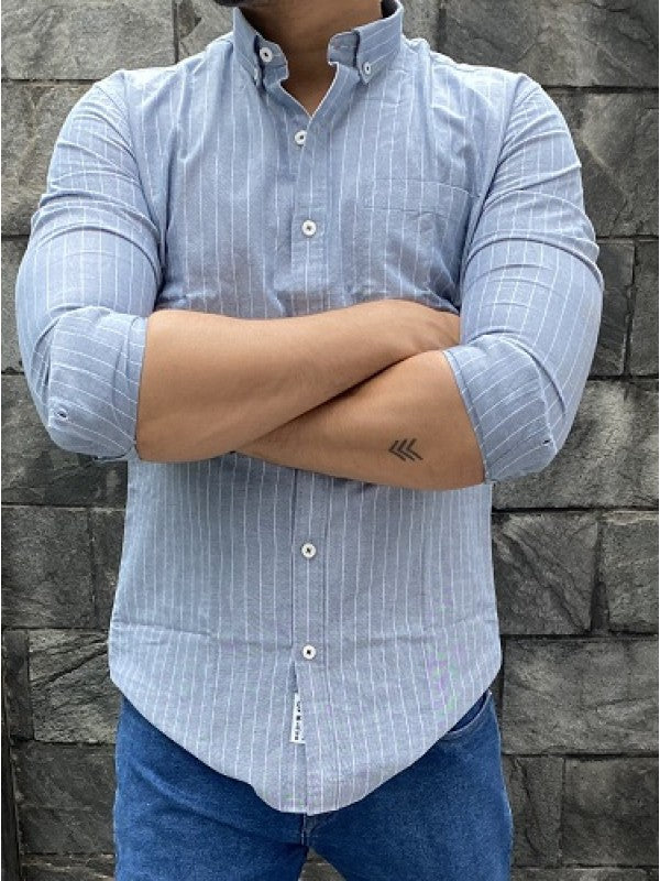 Oxford Striper Blue Fullsleeve Shirt