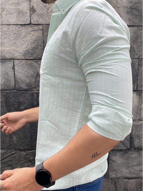 Oxford Striper Green Fullsleeve Shirt