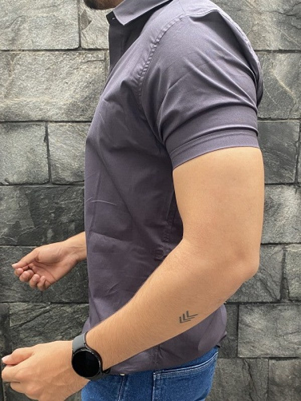 Plain Cotton Lycra Grey Shirt