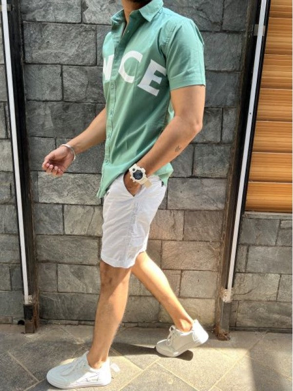 ANCE Cotton Lycra Half Green Shirt
