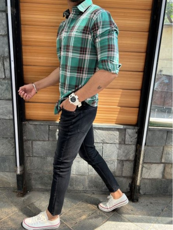 Premium Cotton Green Fullsleeve  Chex
