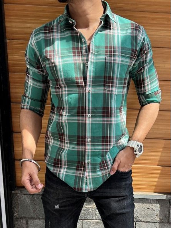 Premium Cotton Green Fullsleeve  Chex