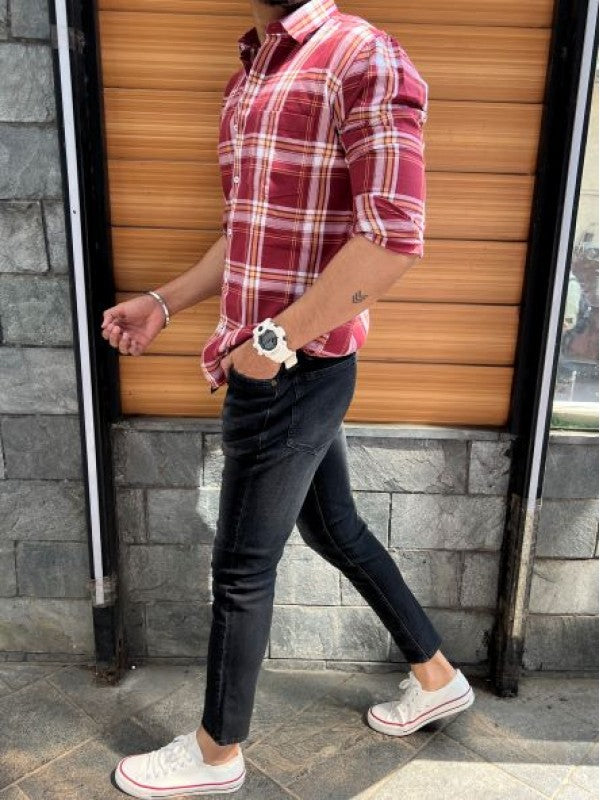 Premium Cotton Red Fullsleeve  Chex