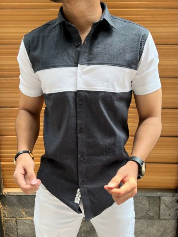 Pannel Imported Grey Half Shirt