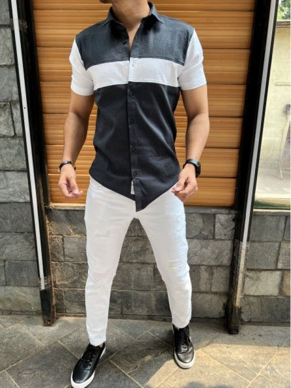 Pannel Imported Grey Half Shirt