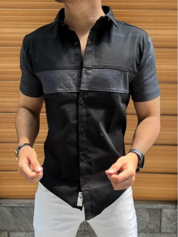 Pannel Imported Black Half Shirt