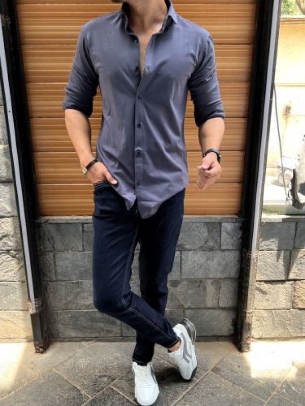 Imported Soft handfeel Stretchable Grey Shirt