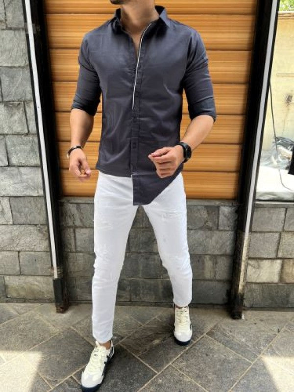 Front Twill Grey FullSleeve Shirt