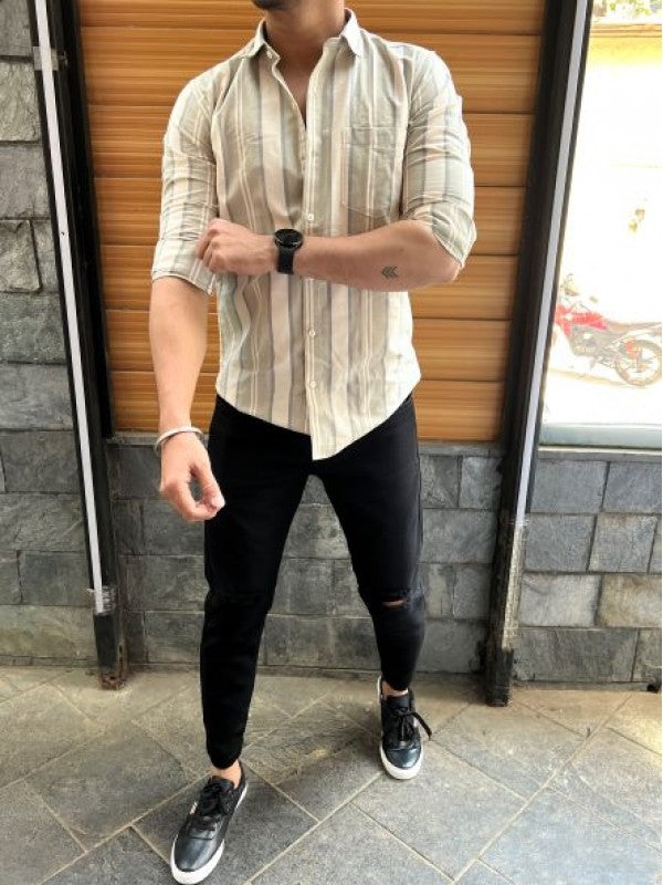 Oxford 3 Khakee Vertical Stripe
