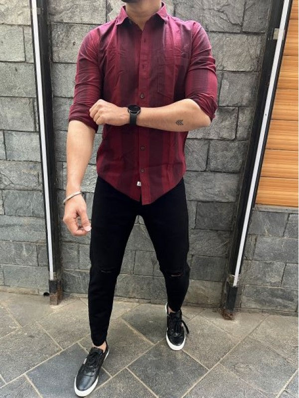 Oxford 6 Maroon Vertical Stripe