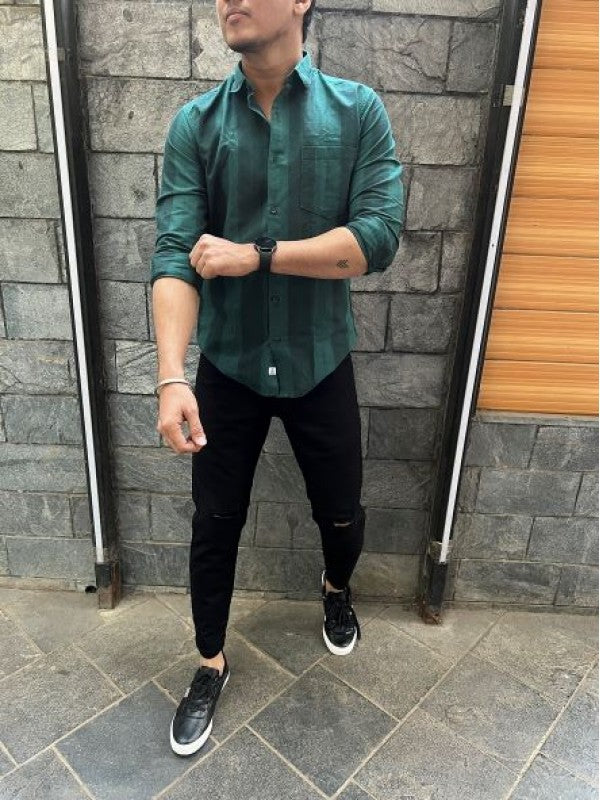 Oxford 6 Green Vertical Stripe