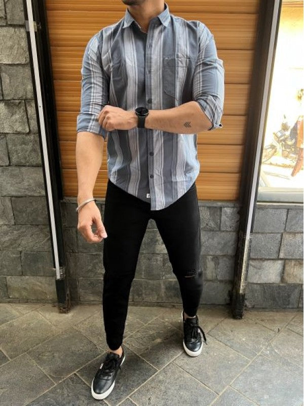Oxford 7 Dark Grey Vertical Stripe
