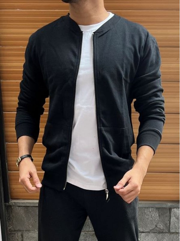 Jute Bomber Black Jacket
