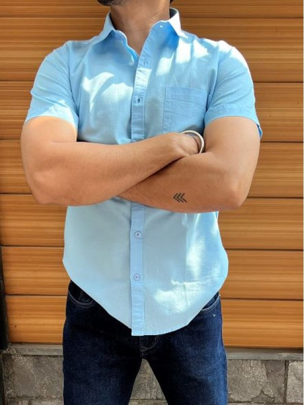 Linen Slub Half Sky Shirt