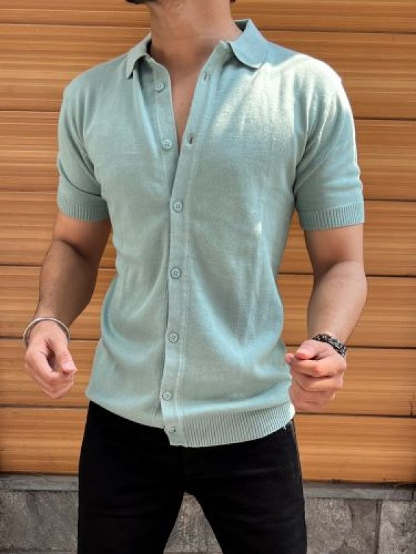 Knit Fabric Pista Half Shirt
