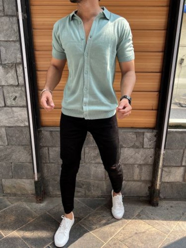 Knit Fabric Pista Half Shirt