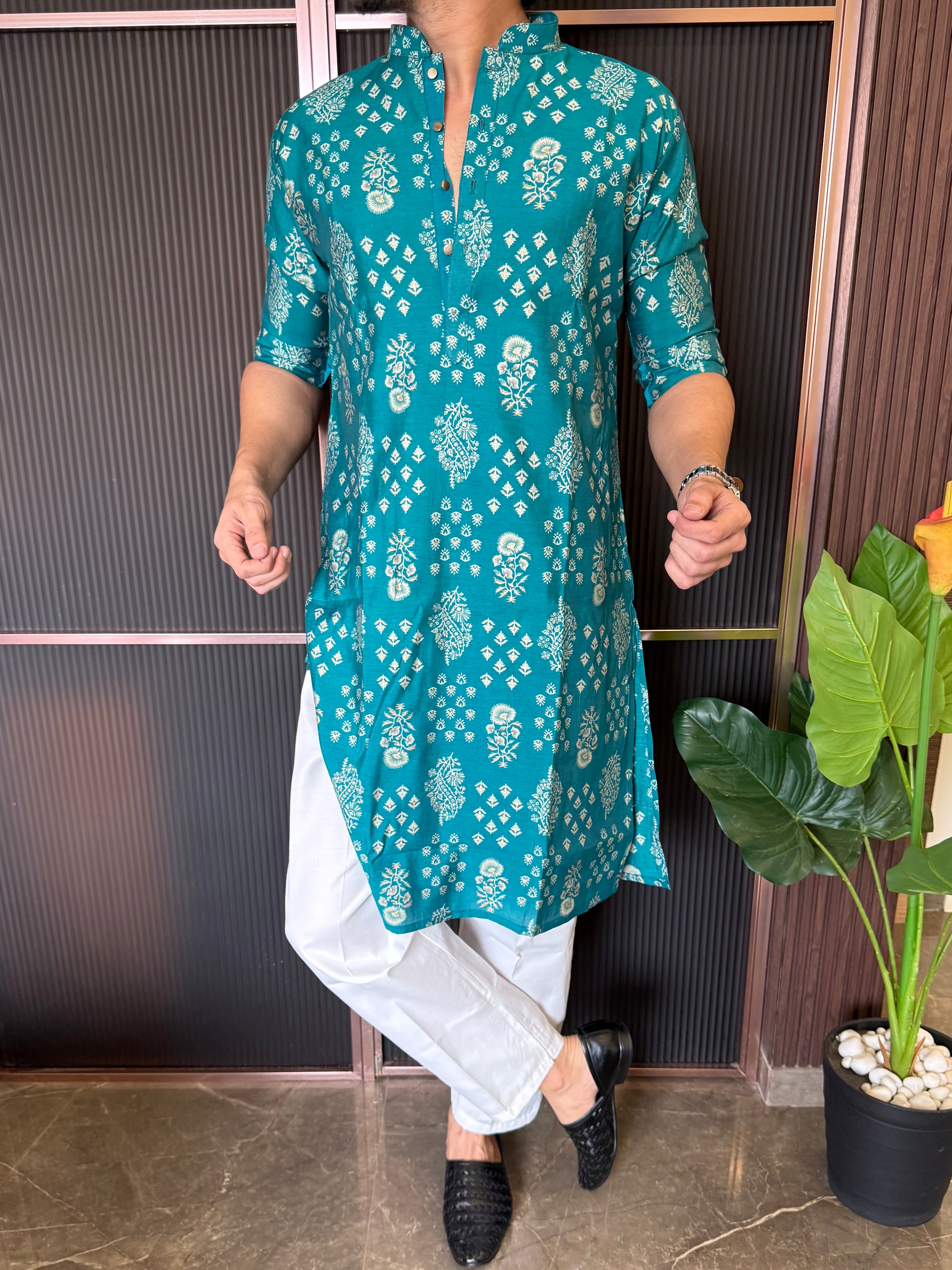 Premium Blue Printed kurta