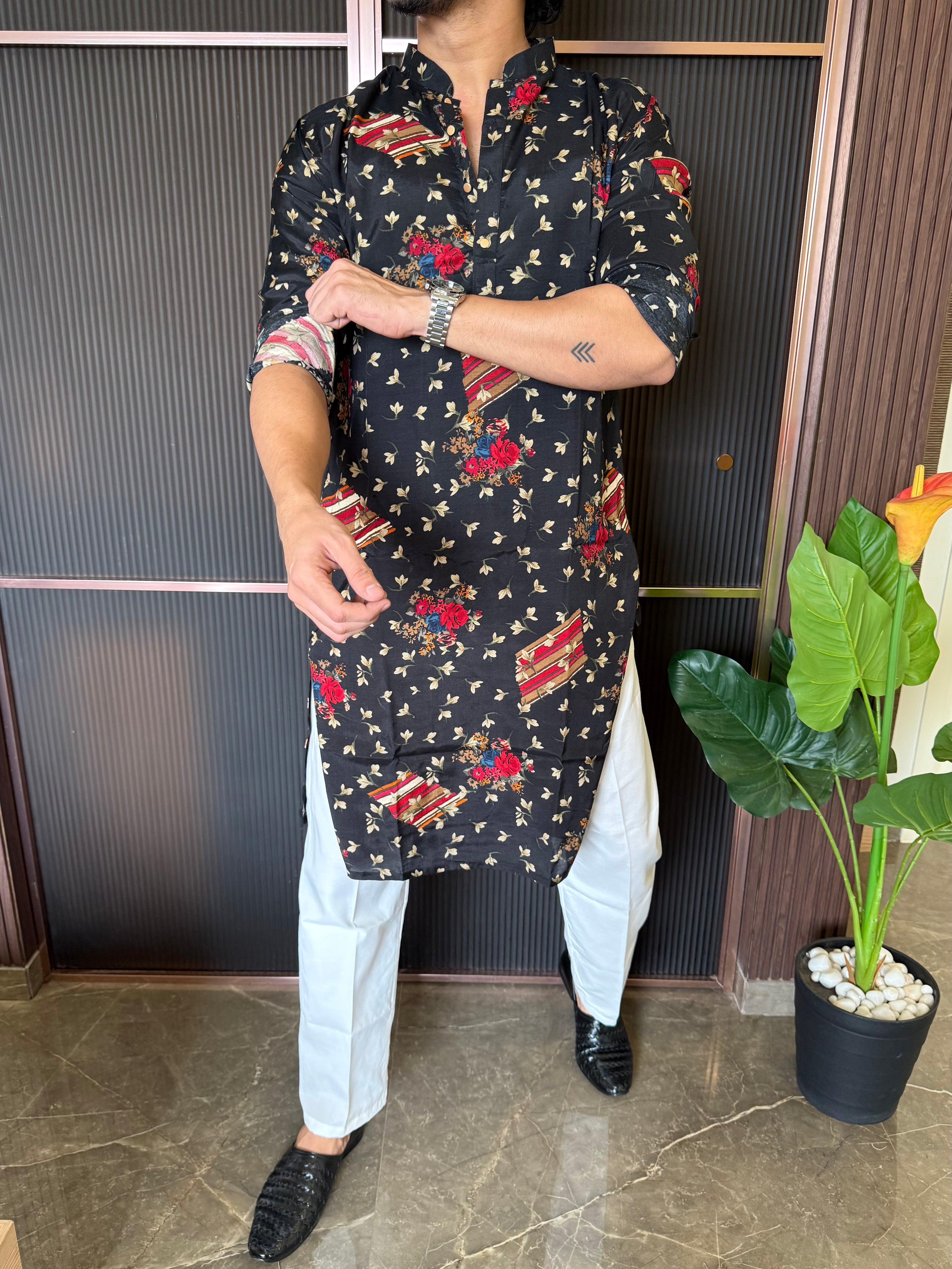 Premium Black Printed kurta