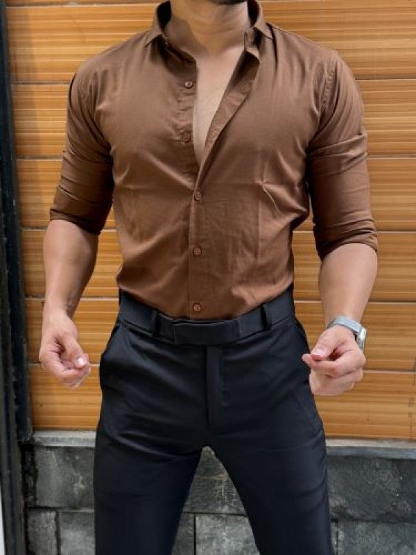 Stretchable Cotton Brown Full Sleeve Shirt