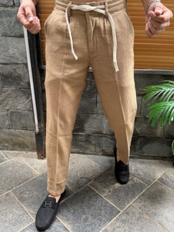 Elastic Waist Cord Camel Pant