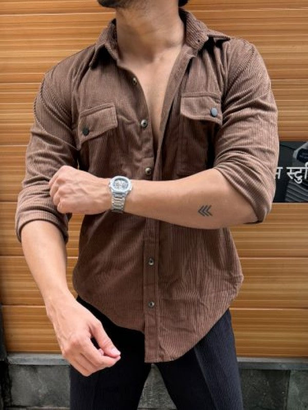 Corduroy Cargo Light Brown Full sleeve Shirt