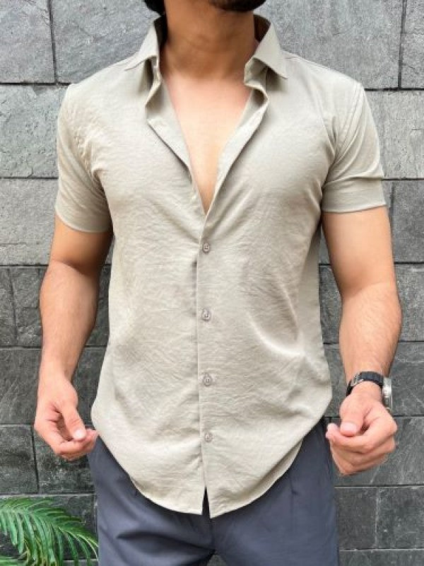 Imported Textured Beige Half Shirt