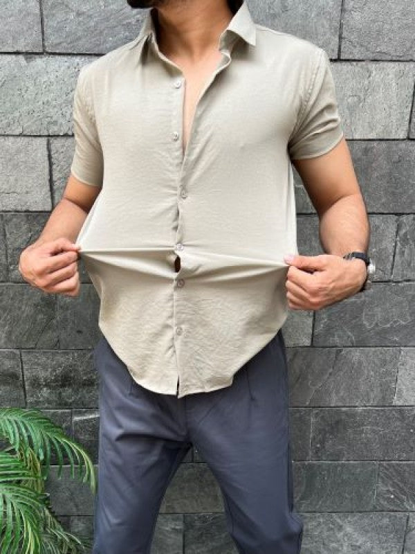 Imported Textured Beige Half Shirt