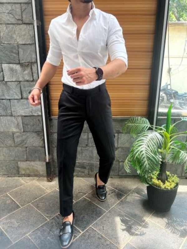 Stretchable Cotton White Fullsleeves Shirt