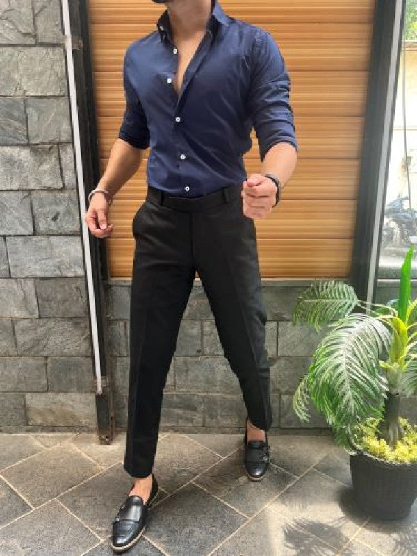 Stretchable Cotton Navy Fullsleeves Shirt