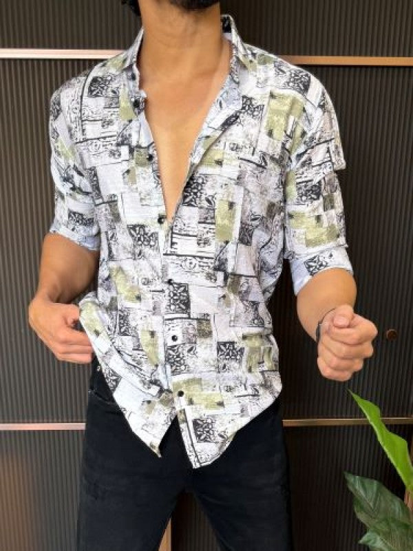 Light Weight Printed 5 Green Full Sleeve Shirt