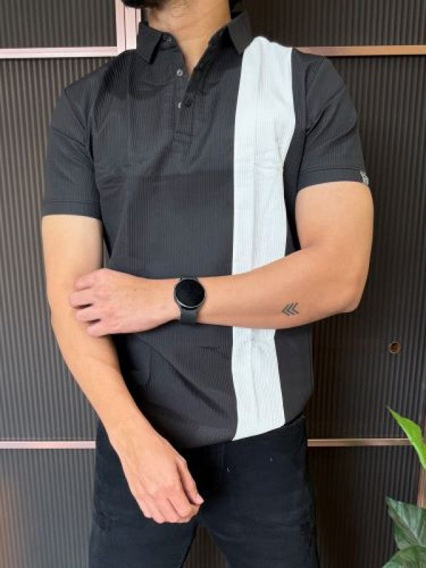 Imported Pannel Black Collar Tee