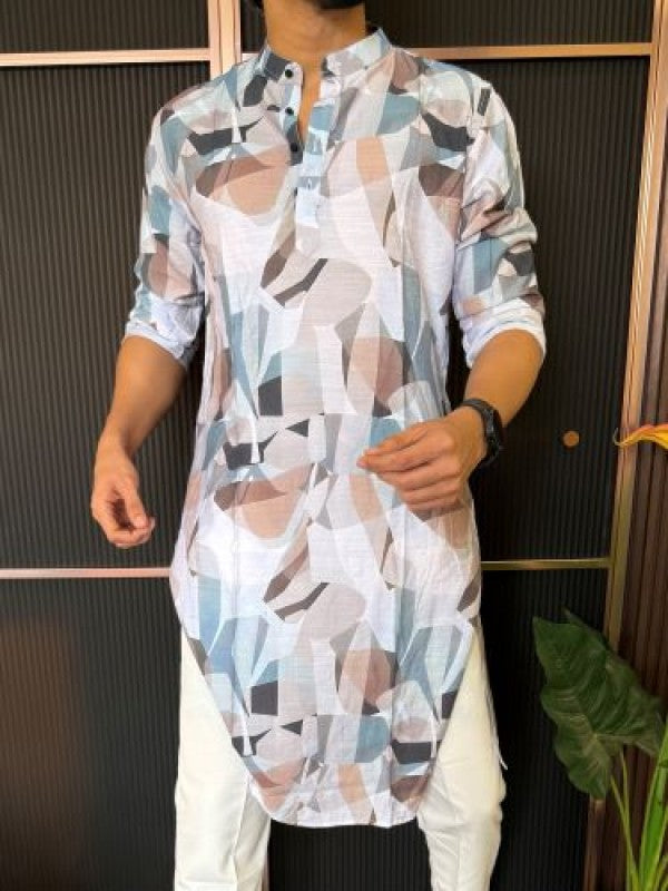 Light Weight Printed 2 Sky Kurta