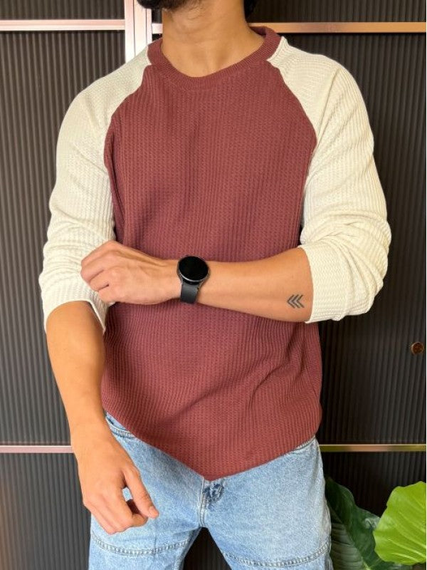 Raglan Rust Off white Full Sleeve T shirt