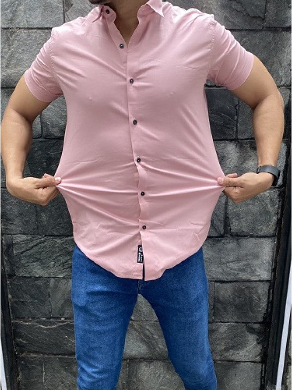 Plain Cotton Lycra Peach Shirt