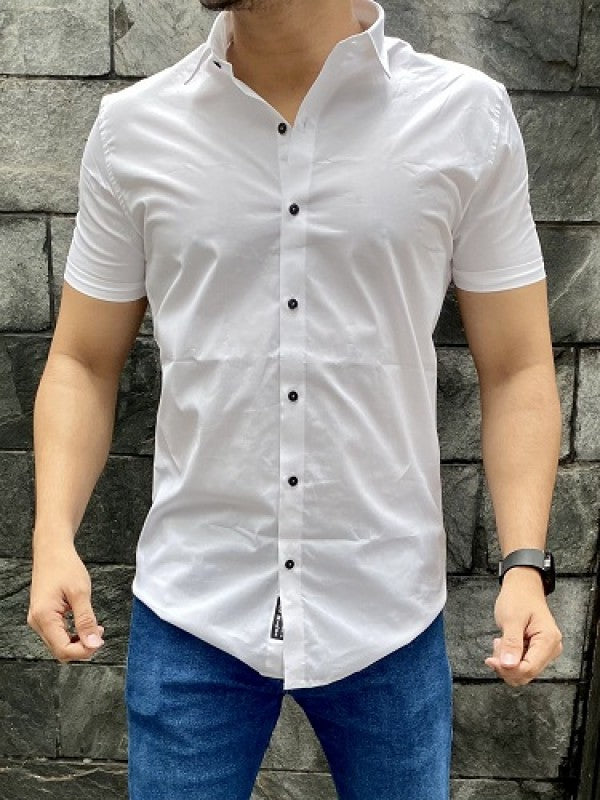 Plain Cotton Lycra White Shirt