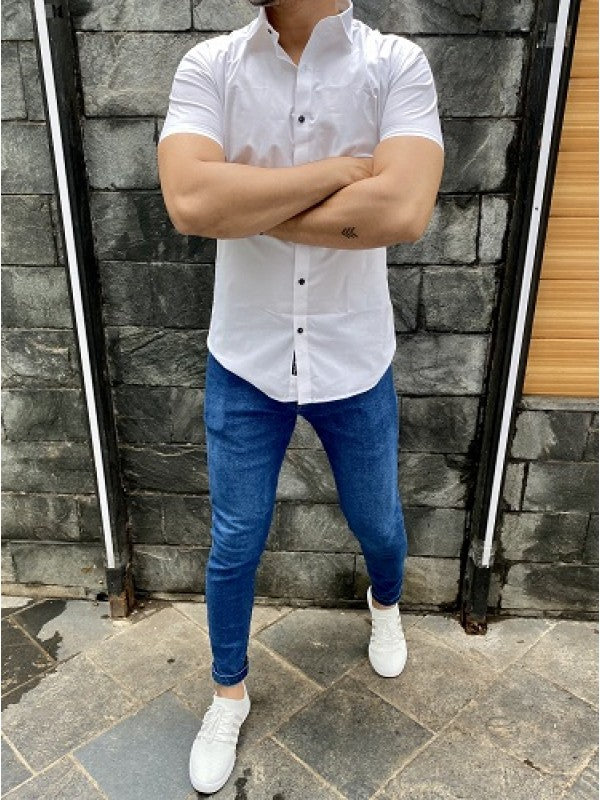 Plain Cotton Lycra White Shirt