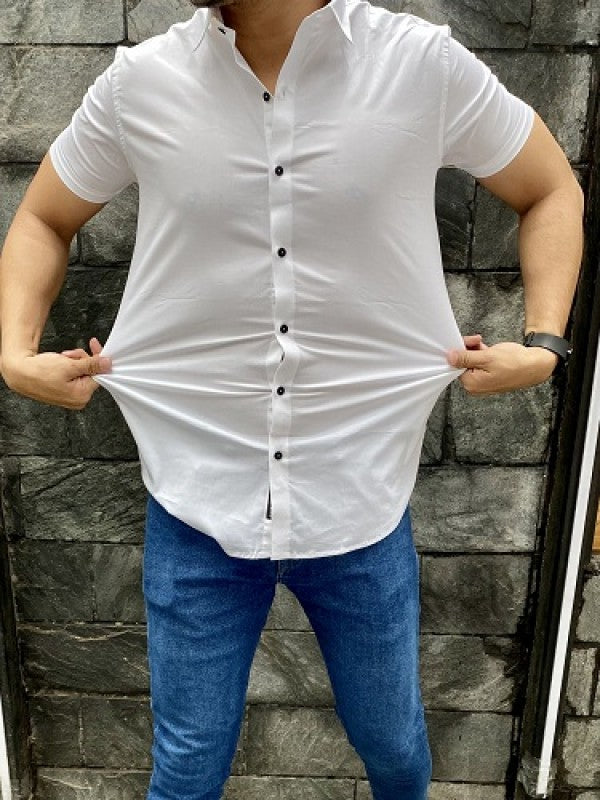 Plain Cotton Lycra White Shirt