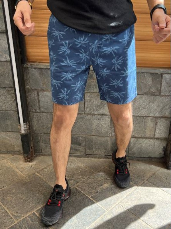 Design 3 Elastic Waist Blue Shorts
