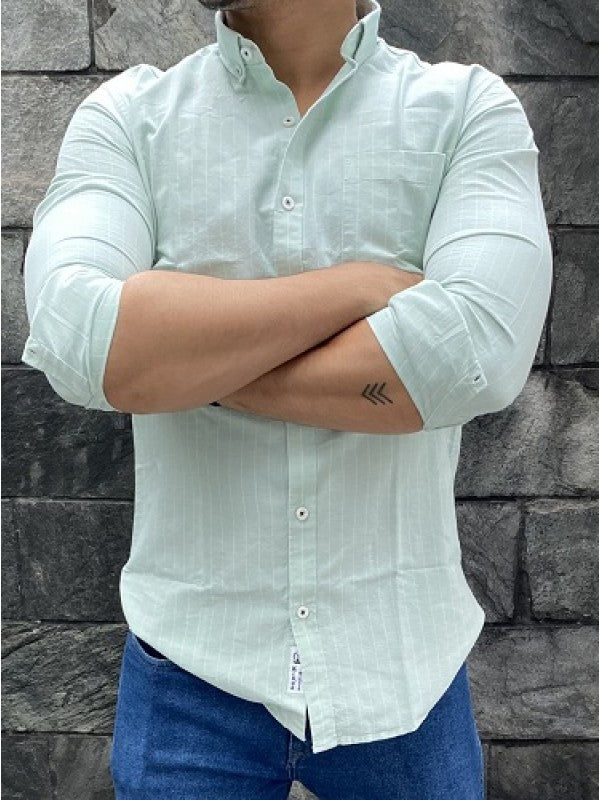 Oxford Striper Green Fullsleeve Shirt