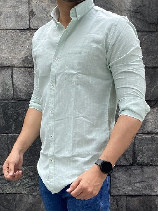 Oxford Striper Green Fullsleeve Shirt