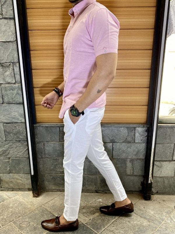 Oxford Pink Half Shirt