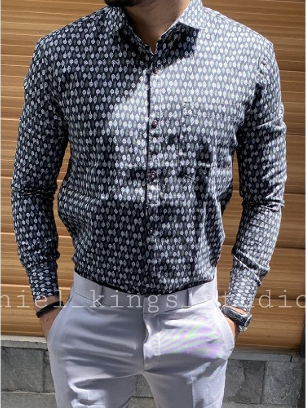 Leaves Print FullSleeves Green Shirt