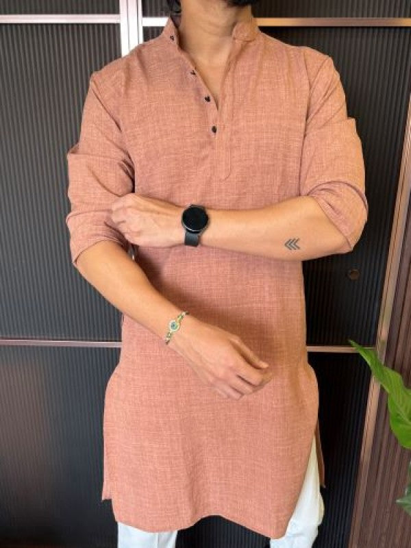 Soft Linen Full Length Rust Kurta