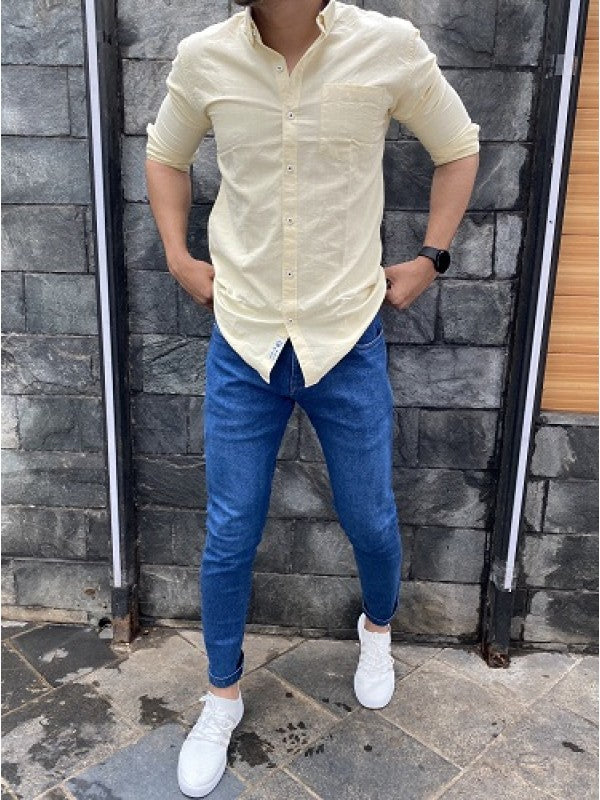 Oxford Striper Yellow Fullsleeve Shirt