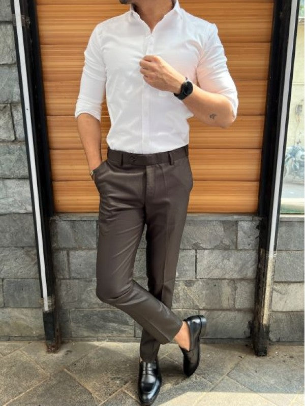 Stretchable Satin White Fullsleeve Shirt