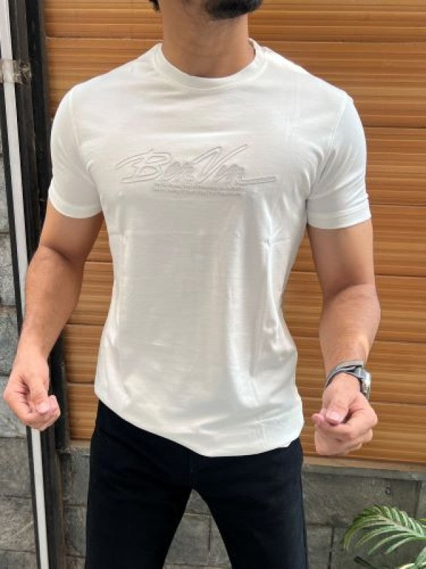 Imported Tensil Printed White Tshirt