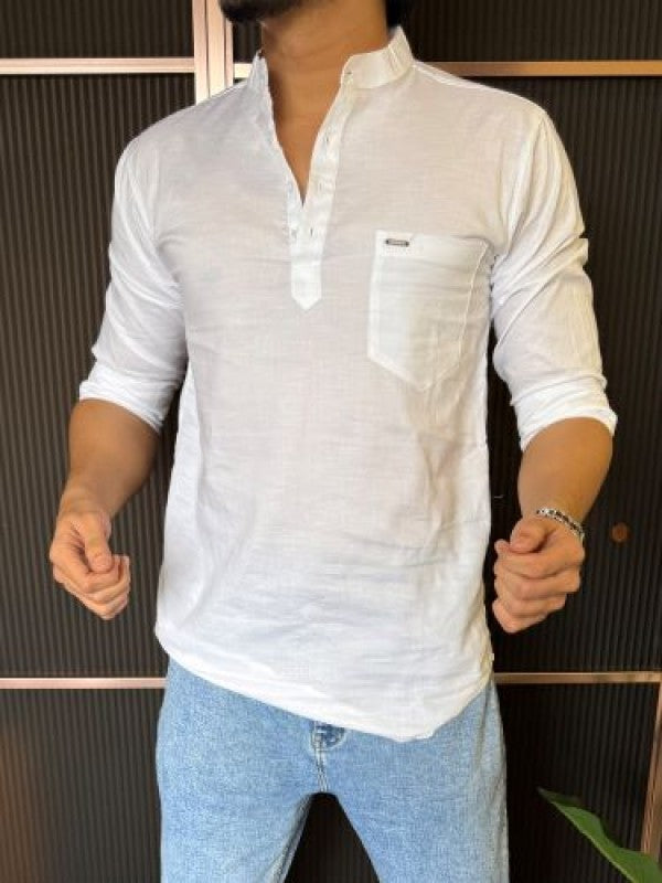 Slub Linen White Kurta