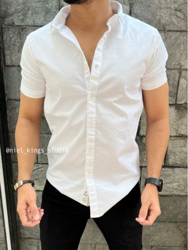 Cotton Lycra Half White Shirt