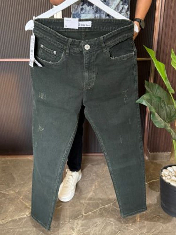 Kings Stretchable Wornout Green Jeans